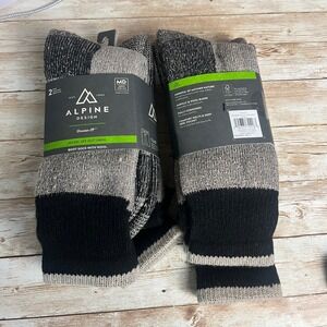 2 pk Alpine Design Men's Medium Wool Blend Boot Socks Black Calf Cut Heavyweight